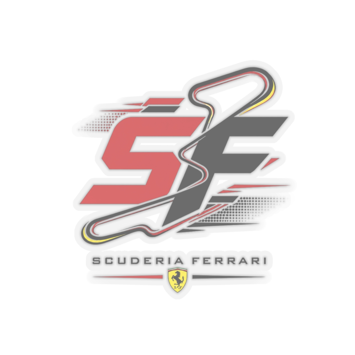Scuderia Ferrari " monogram in the center, reflective of Ferrari" Sticker