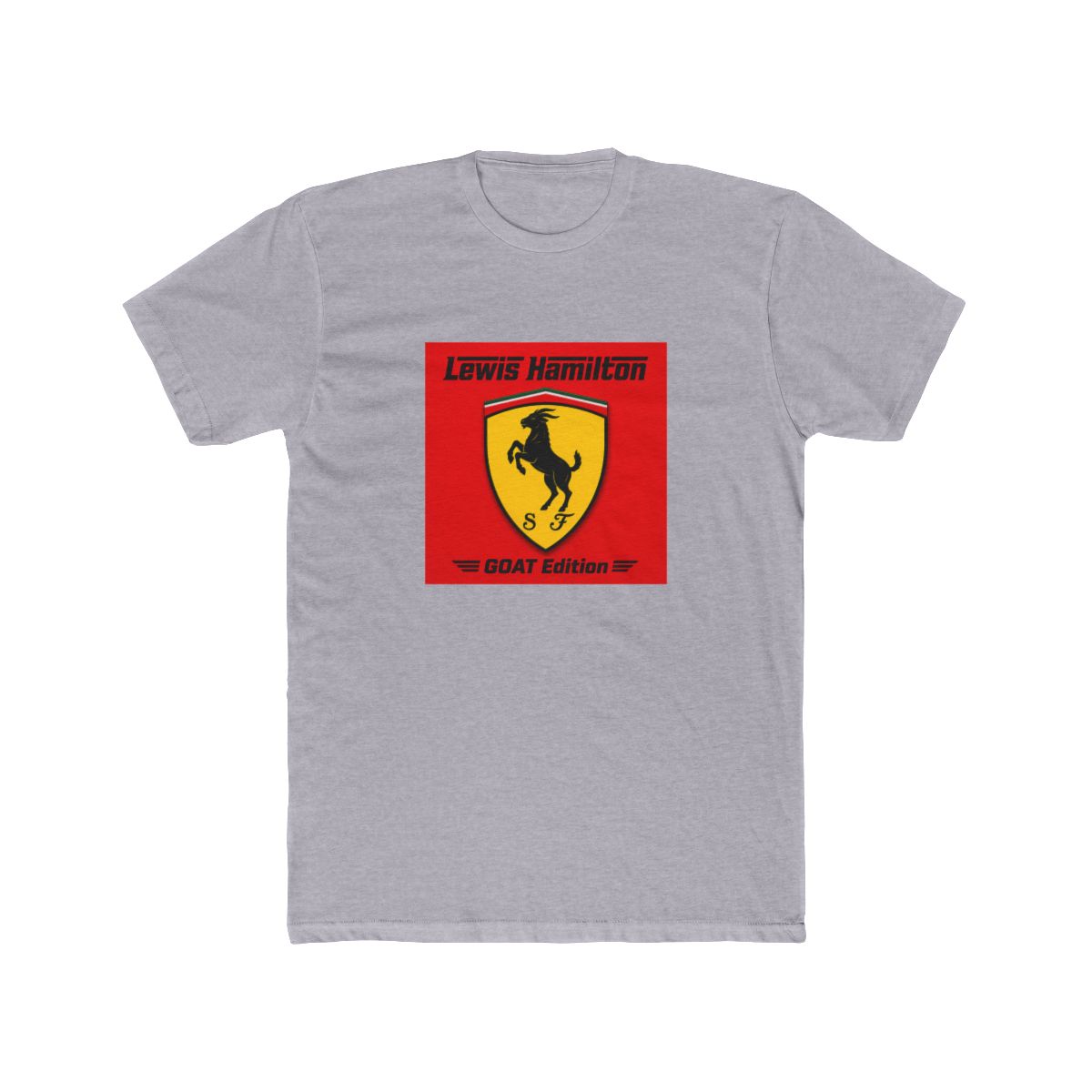 Scuderia Ferrari Parody Logo Lewis Hamilton Goat Edition T Shirt - alternate angle 5, merchandise