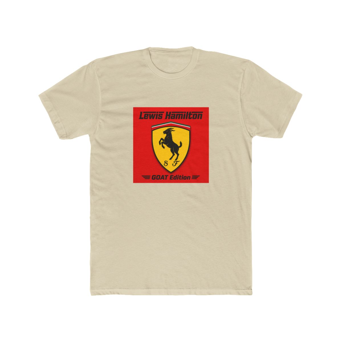 Scuderia Ferrari Parody Logo Lewis Hamilton Goat Edition T Shirt - alternate angle 4, merchandise