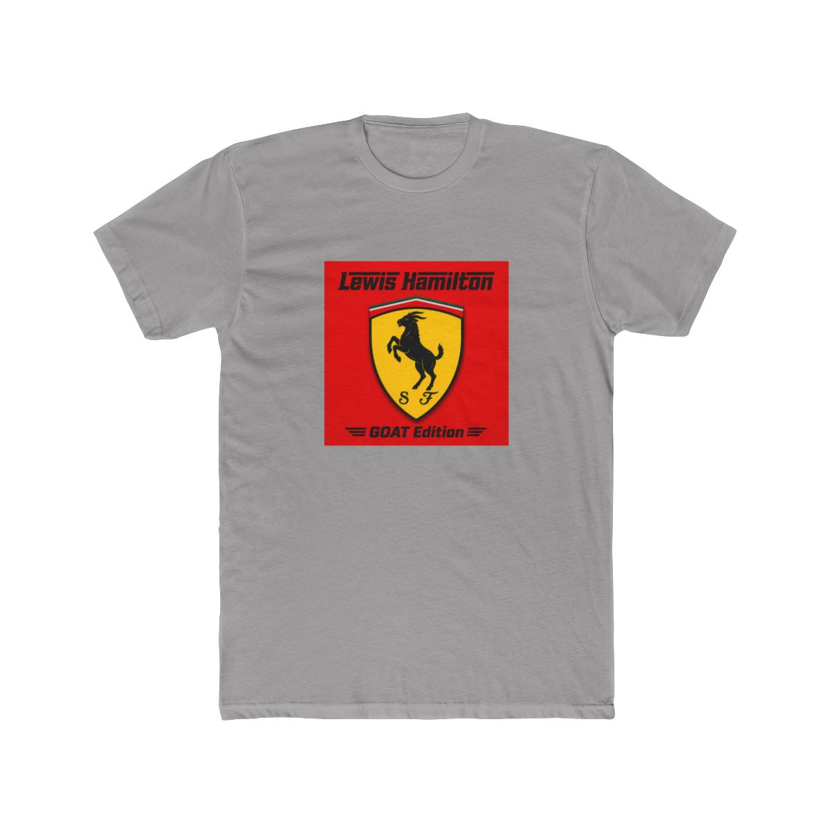 Scuderia Ferrari Parody Logo Lewis Hamilton Goat Edition T Shirt - alternate angle 3, merchandise