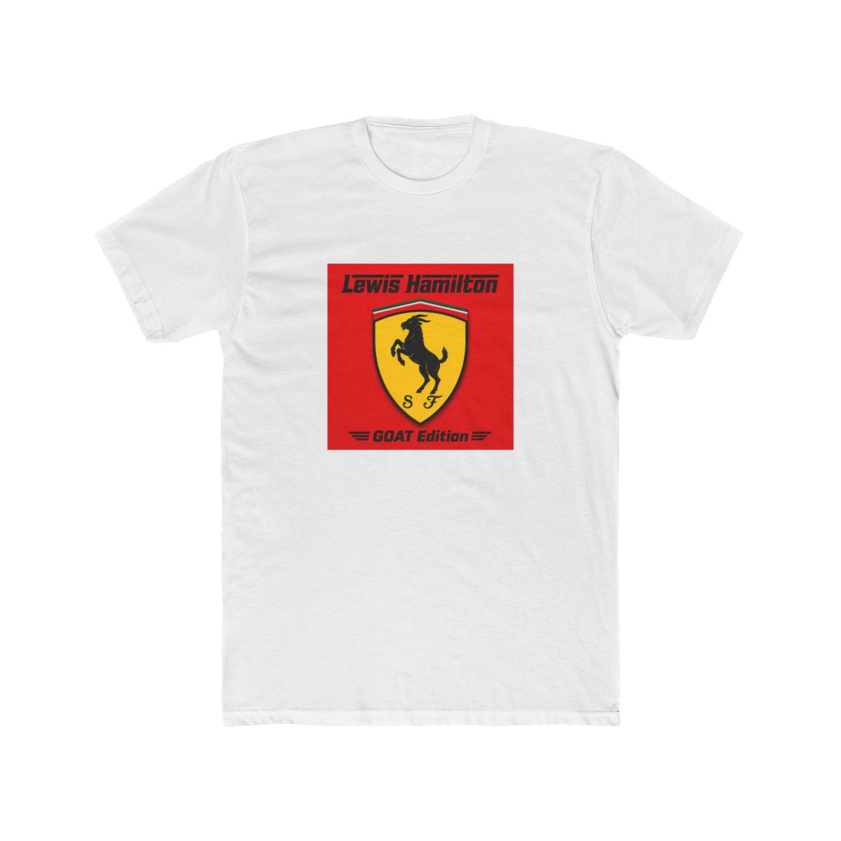 Scuderia Ferrari Parody Logo Lewis Hamilton Goat Edition T Shirt - alternate angle 2, merchandise