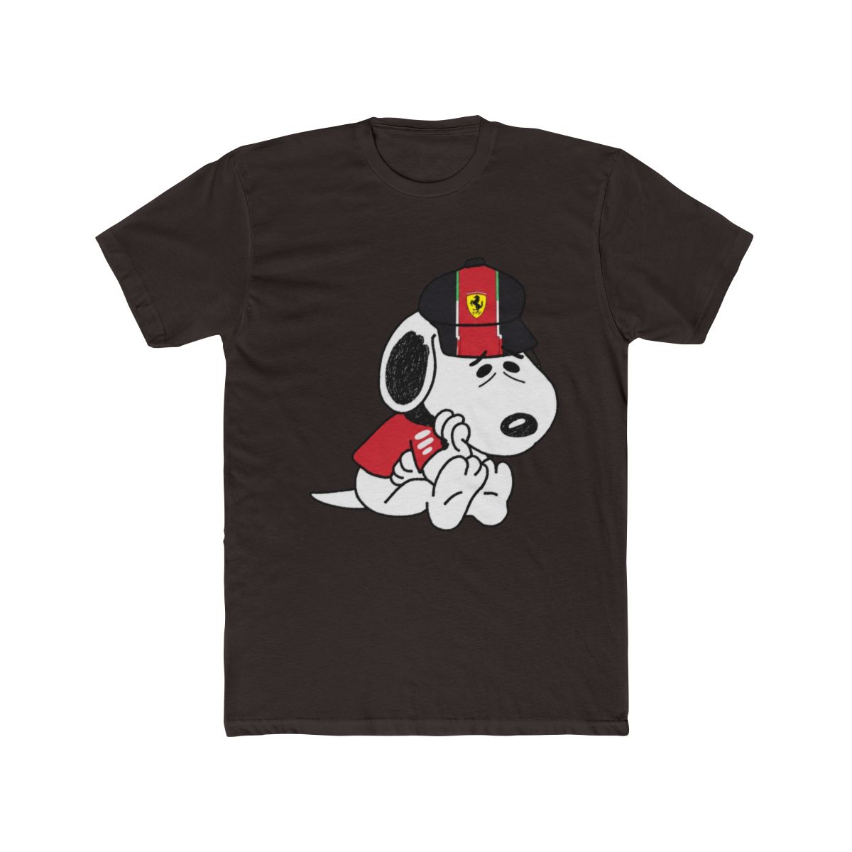 Sad Snoopy Scuderia Ferrari Fan T Shirt - alternate angle 2, merchandise
